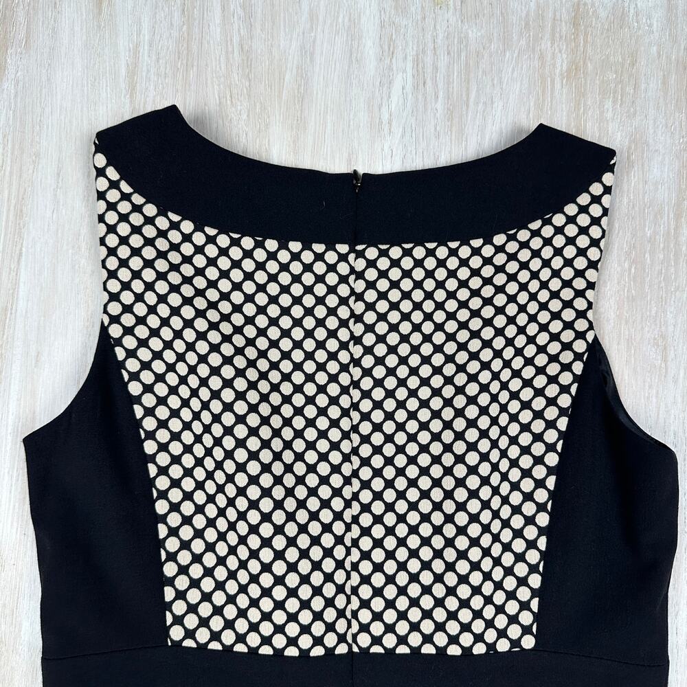 Tahari ASL Sleeveless Cream Black Lined Polkadot Career Workwear Lined Dress 6 - Picture 13 of 13